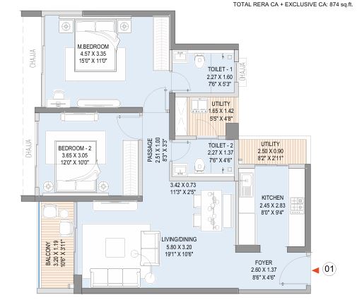 2 BHK Floor Plan